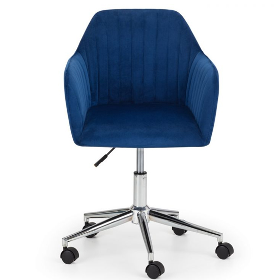 Kacella Velvet Swivel Home And Office Chair In Blue