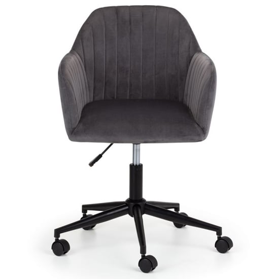 Kacella Velvet Swivel Home And Office Chair In Grey_2