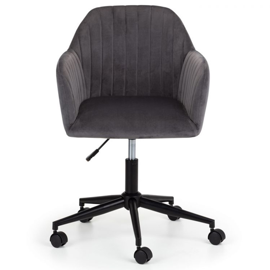 Kacella Velvet Swivel Home And Office Chair In Grey