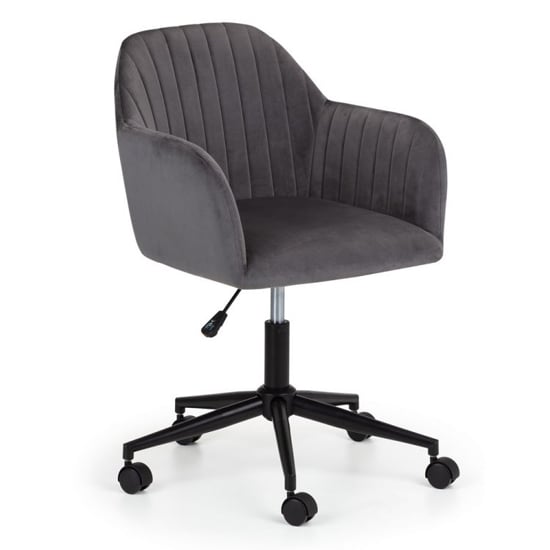 Photo of Kacella velvet swivel home and office chair in grey