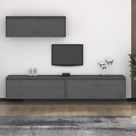 Kahoni Solid Pinewood Entertainment Unit In Grey