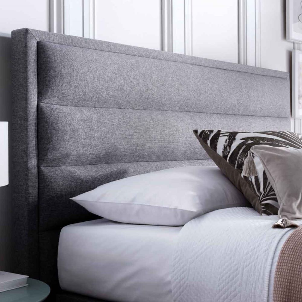 Kahului Fabric Ottoman Storage Double Bed In Marbella Grey