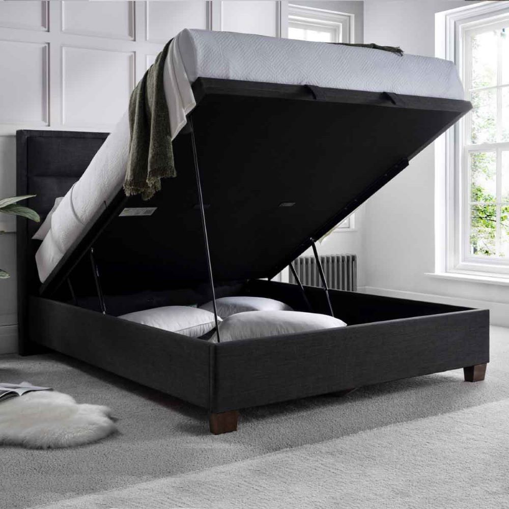 Kahului Fabric Ottoman Storage King Size Bed In Pendle Slate