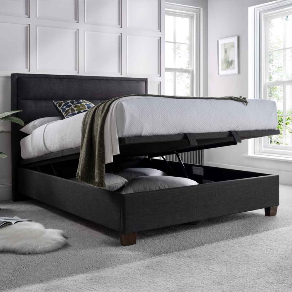 Kahului Fabric Ottoman Storage Super King Size Bed In Pendle Slate