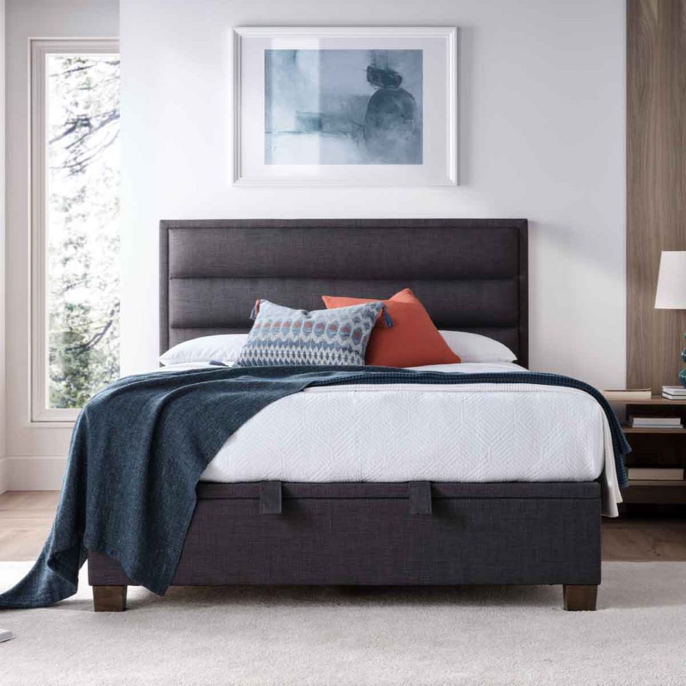 Kahului Fabric Ottoman Storage Super King Size Bed In Pendle Slate