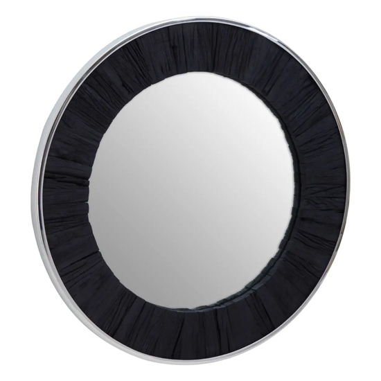 Kaia Wall Mirror Round With Black Wooden Frame