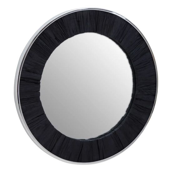 Read more about Kaia wall mirror round with black wooden frame