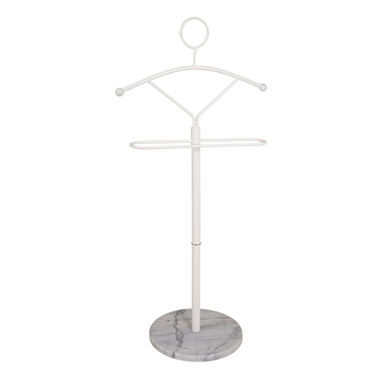 Kaibito Large Metal Valet Stand In White With Marble Base
