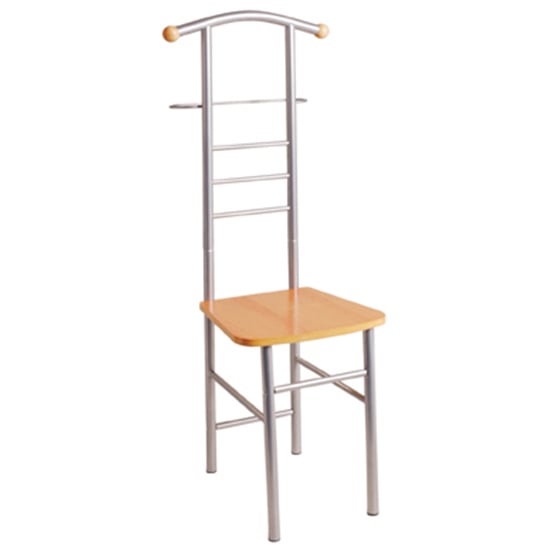 Read more about Kaibito metal valet stand in aluminium with beech seat