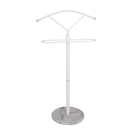 Photo of Kaibito metal valet stand in white with marble base