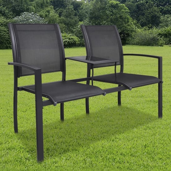Kaina Steel 2 Seater Garden Seating Bench In Black