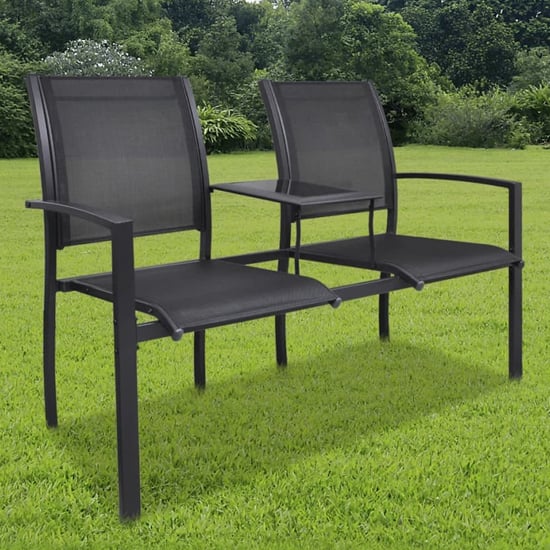 Photo of Kaina steel 2 seater garden seating bench in black