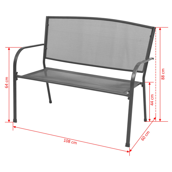 Kaira Steel And Mesh Garden Seating Bench In Anthracite