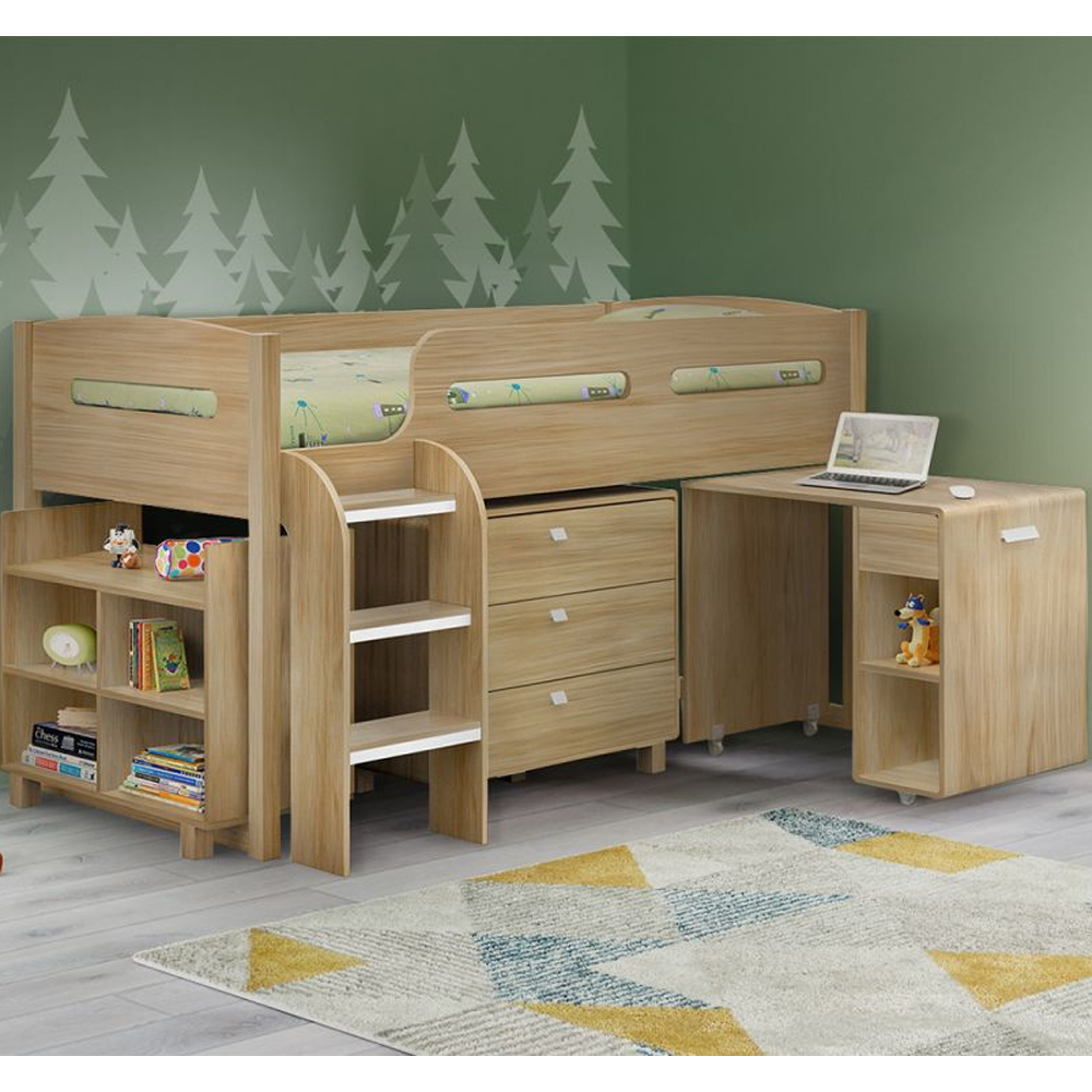 Read more about Kaira wooden children bed with ladder in sonoma oak