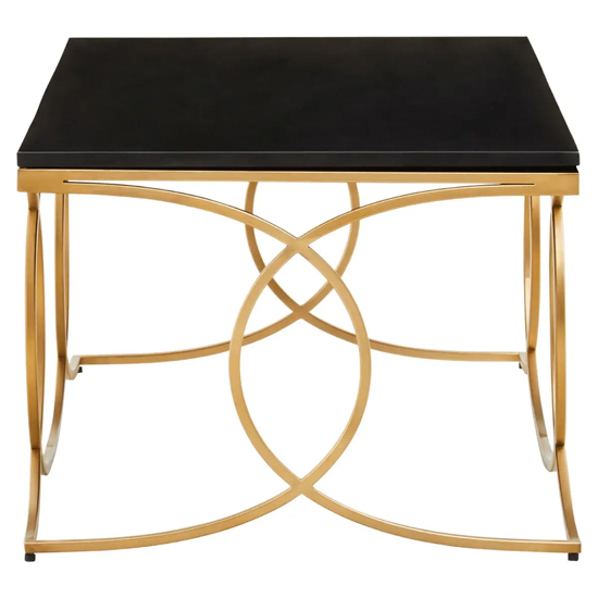 Kairi Marble Coffee Table In Black With Gold Metal Frame