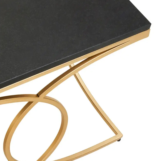 Kairi Marble Coffee Table In Black With Gold Metal Frame