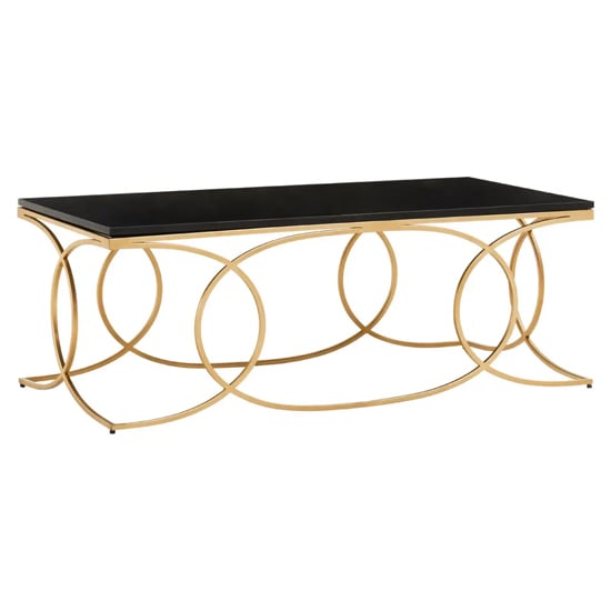 Product photograph of Kairi Marble Coffee Table In Black With Gold Metal Frame from Furniture in Fashion