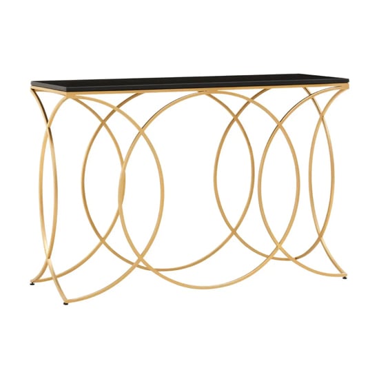 Photo of Kairi marble console table in black with gold metal frame