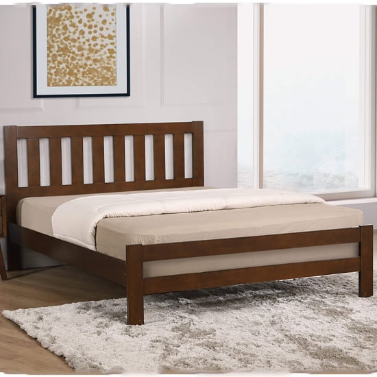 Product photograph of Kairos Solid Hardwood Double Bed In Rustic Oak from Furniture in Fashion