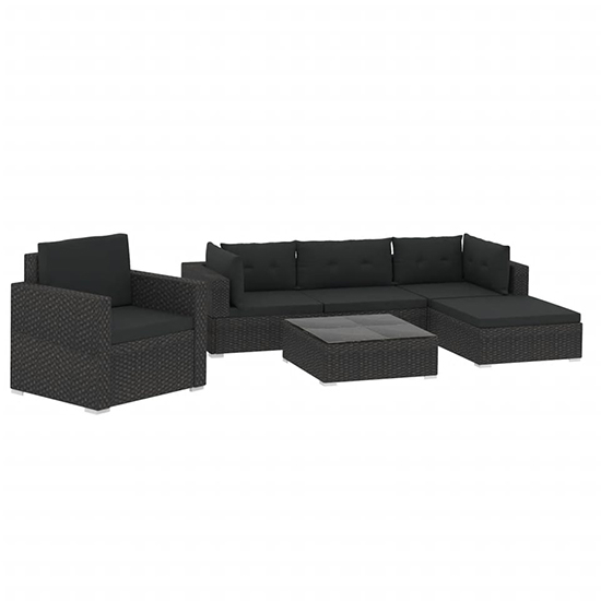 Kairu Rattan 6 Piece Garden Lounge Set With Cushions In Black