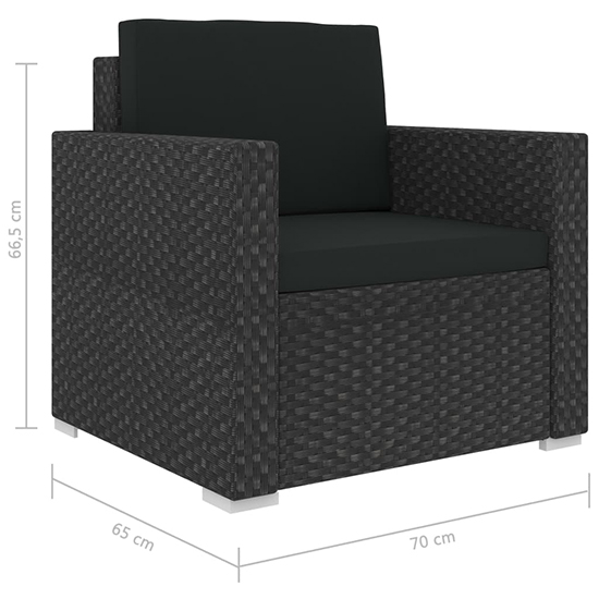 Kairu Rattan 6 Piece Garden Lounge Set With Cushions In Black