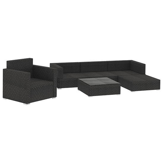 Kairu Rattan 6 Piece Garden Lounge Set With Cushions In Black