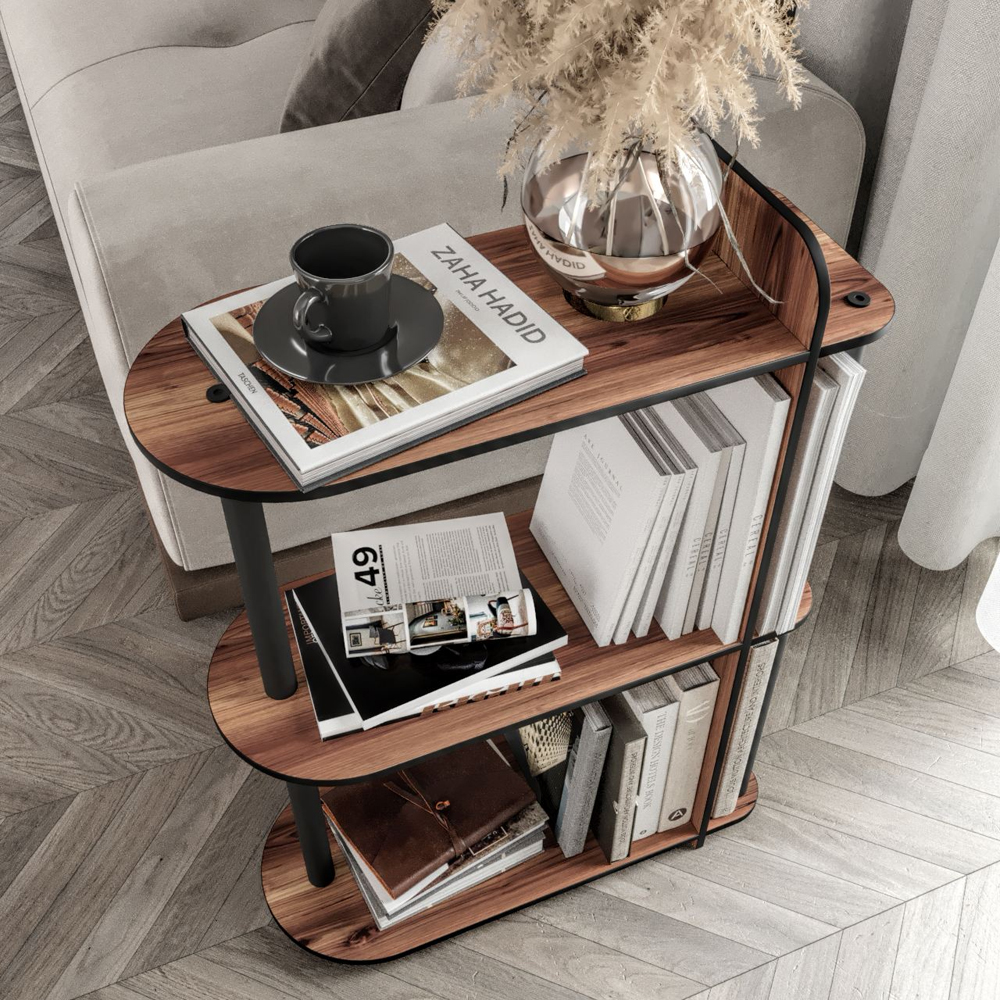 Kaiteki Wooden Side Table in Walnut and Black