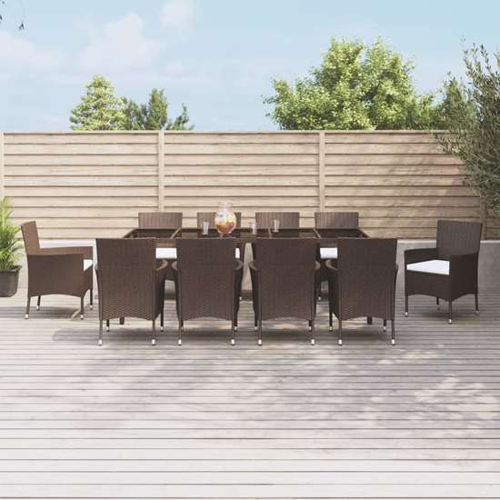 Read more about Kaius rattan 11 piece garden dining set with cushions in brown