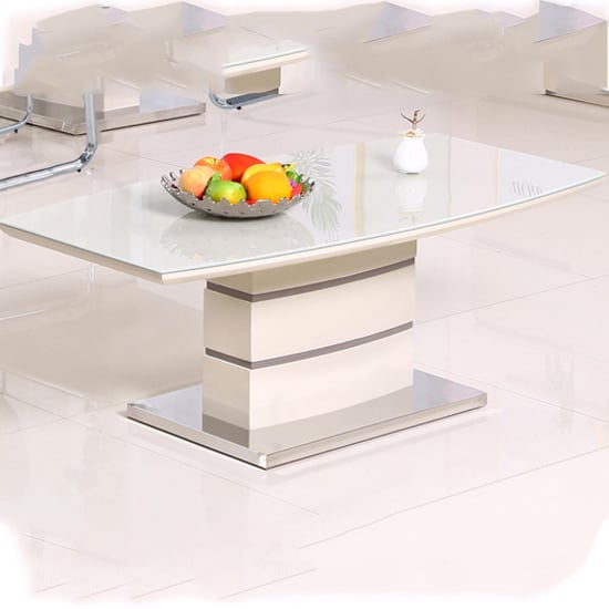 Read more about Kaiyo glass top coffee table with cappuccino high gloss base