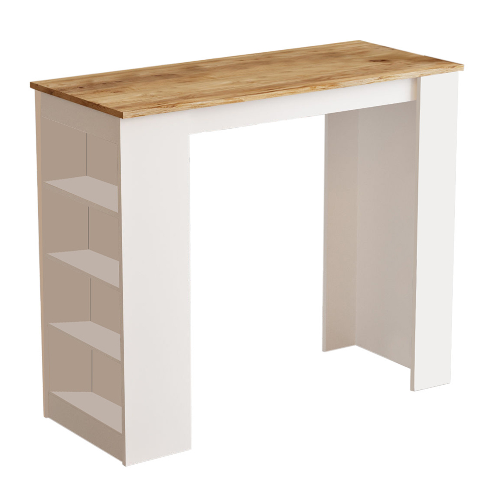 Kaizen Rectangular Wooden Bar Table in Atlantic Pine and White