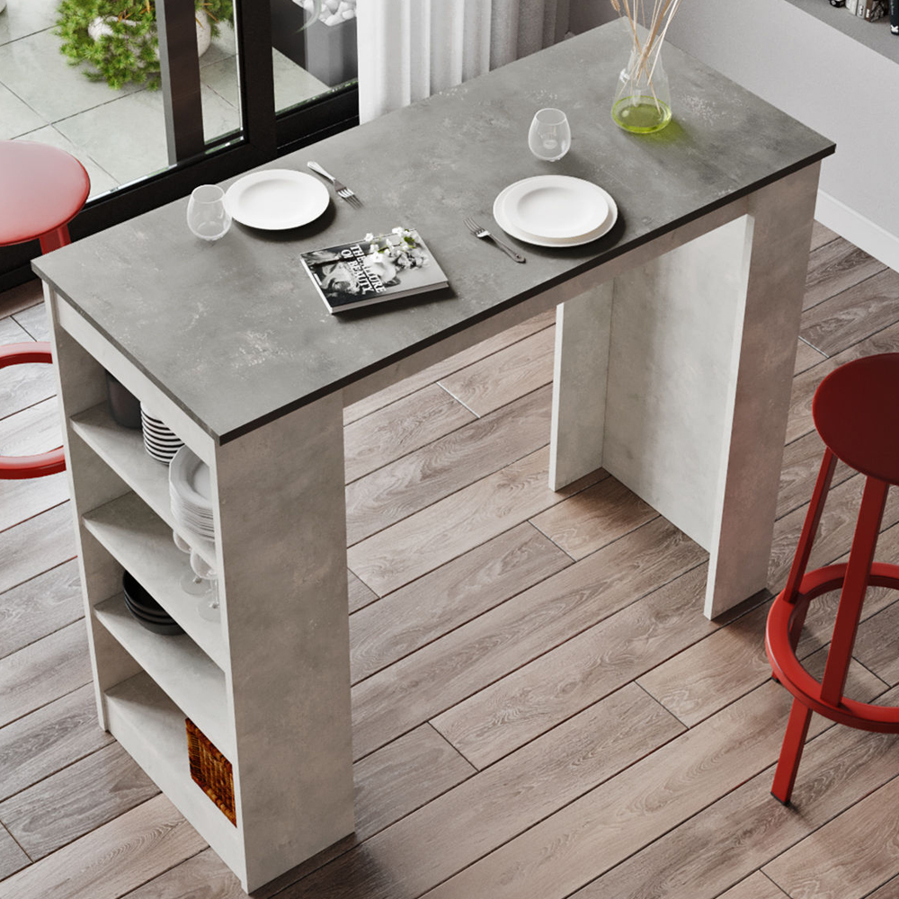 Kaizen Rectangular Wooden Bar Table in Grey