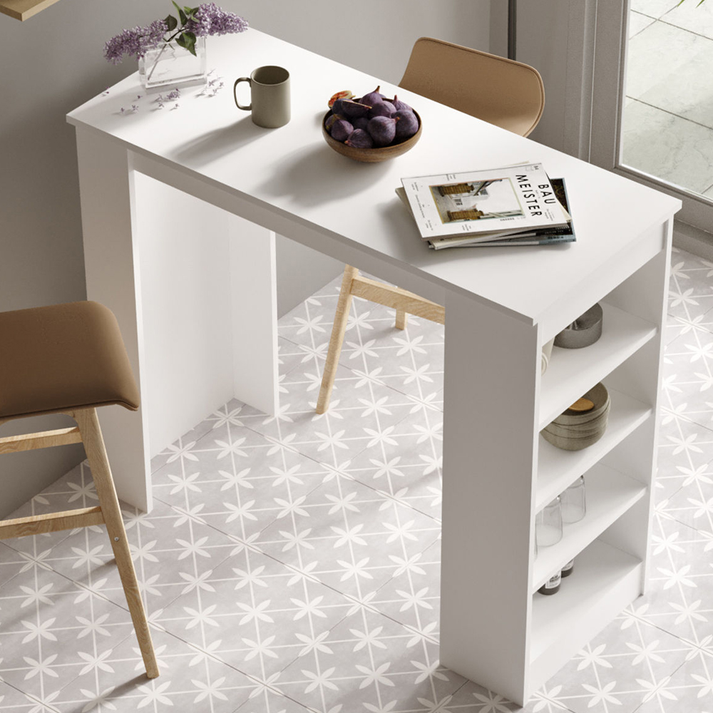 Kaizen Rectangular Wooden Bar Table in White