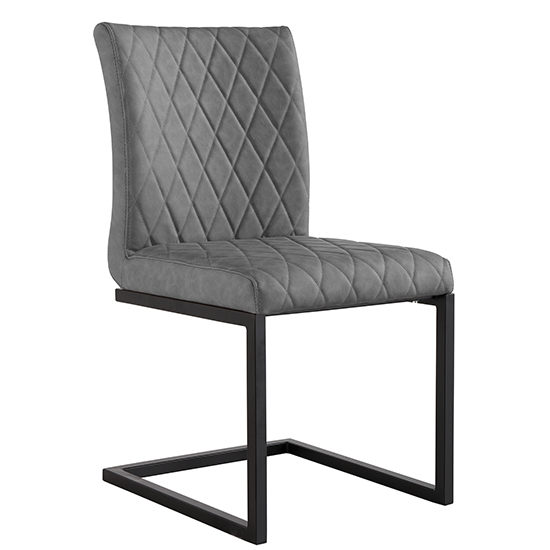 Kalamazoo Grey Faux Leather Cantilever Dining Chairs In Pair