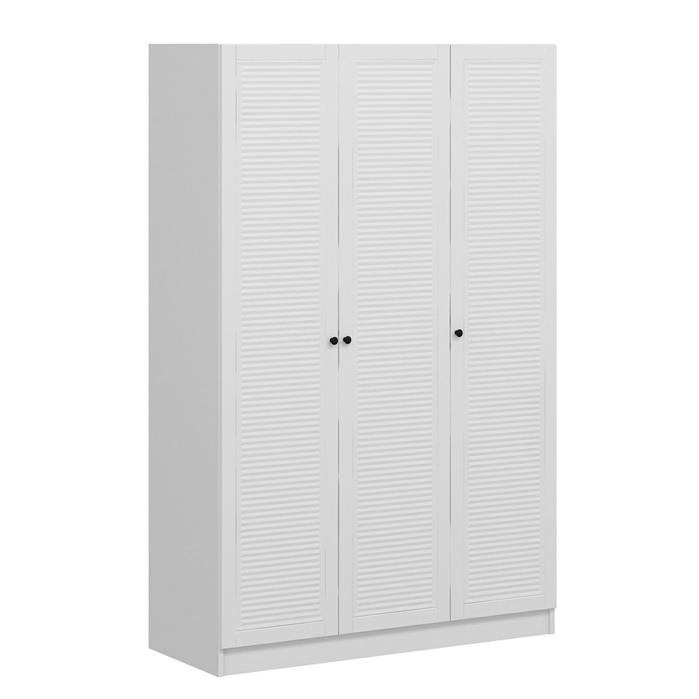 Kale 135cm Wooden Wardrobe with 3 Slatted Doors in White