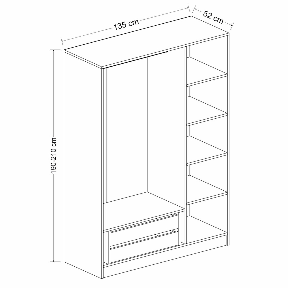 Kale 135cm Wooden Wardrobe with 3 Slatted Doors in White