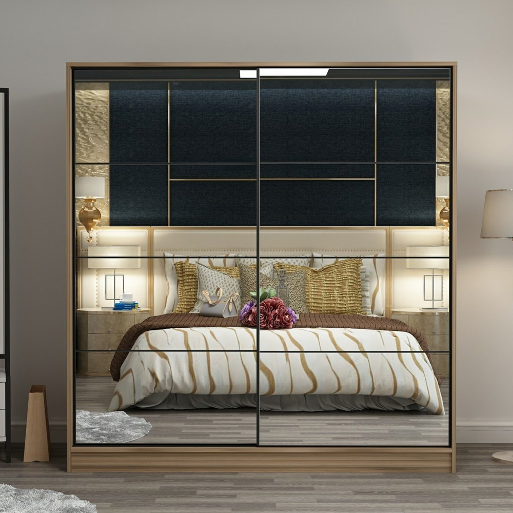Kale 180cm Mirrored Sliding Wardrobe with 2 Doors in Dore
