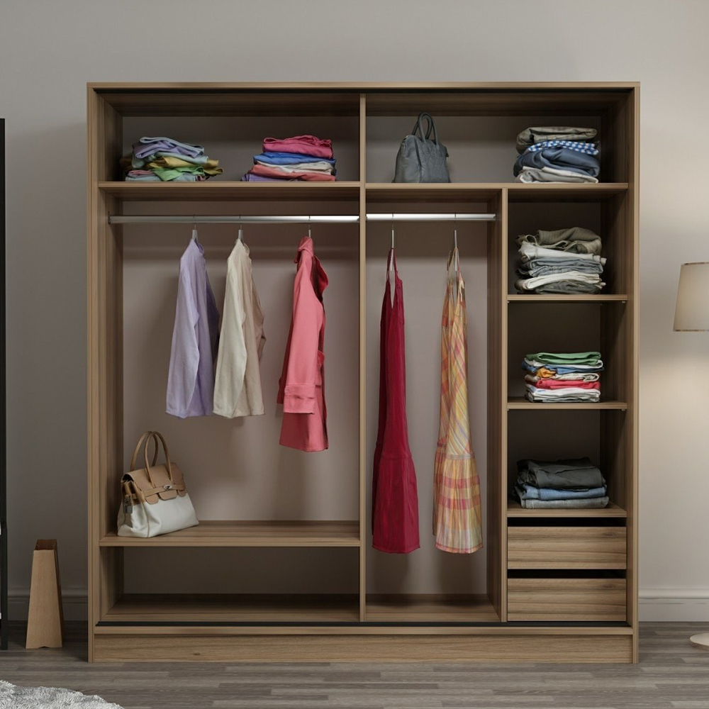 Kale 180cm Mirrored Sliding Wardrobe with 2 Doors in Dore