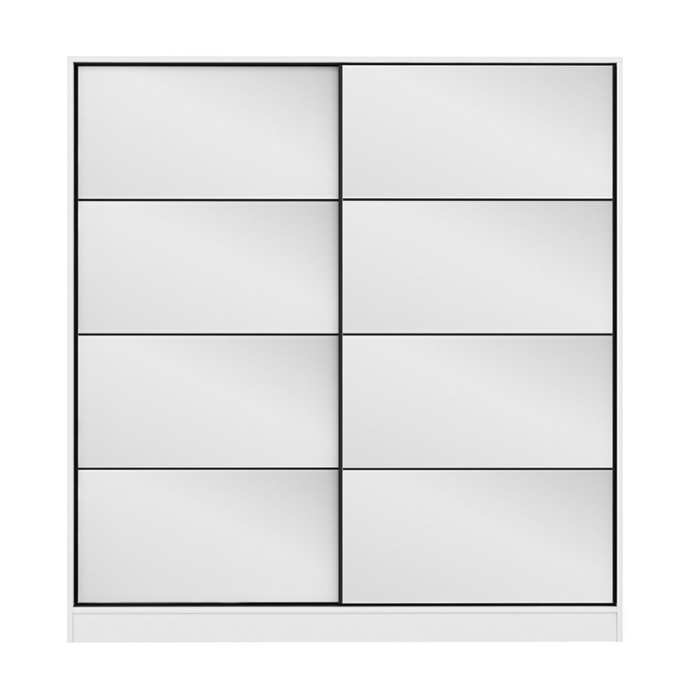 Kale 180cm Mirrored Sliding Wardrobe with 2 Doors in White