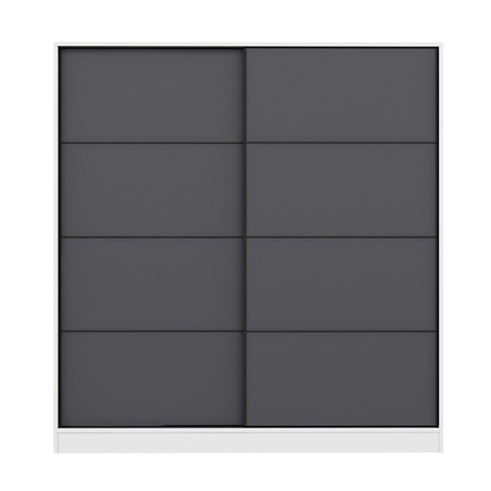Kale 180cm White Wooden Sliding Wardrobe with 2 Anthracite Doors