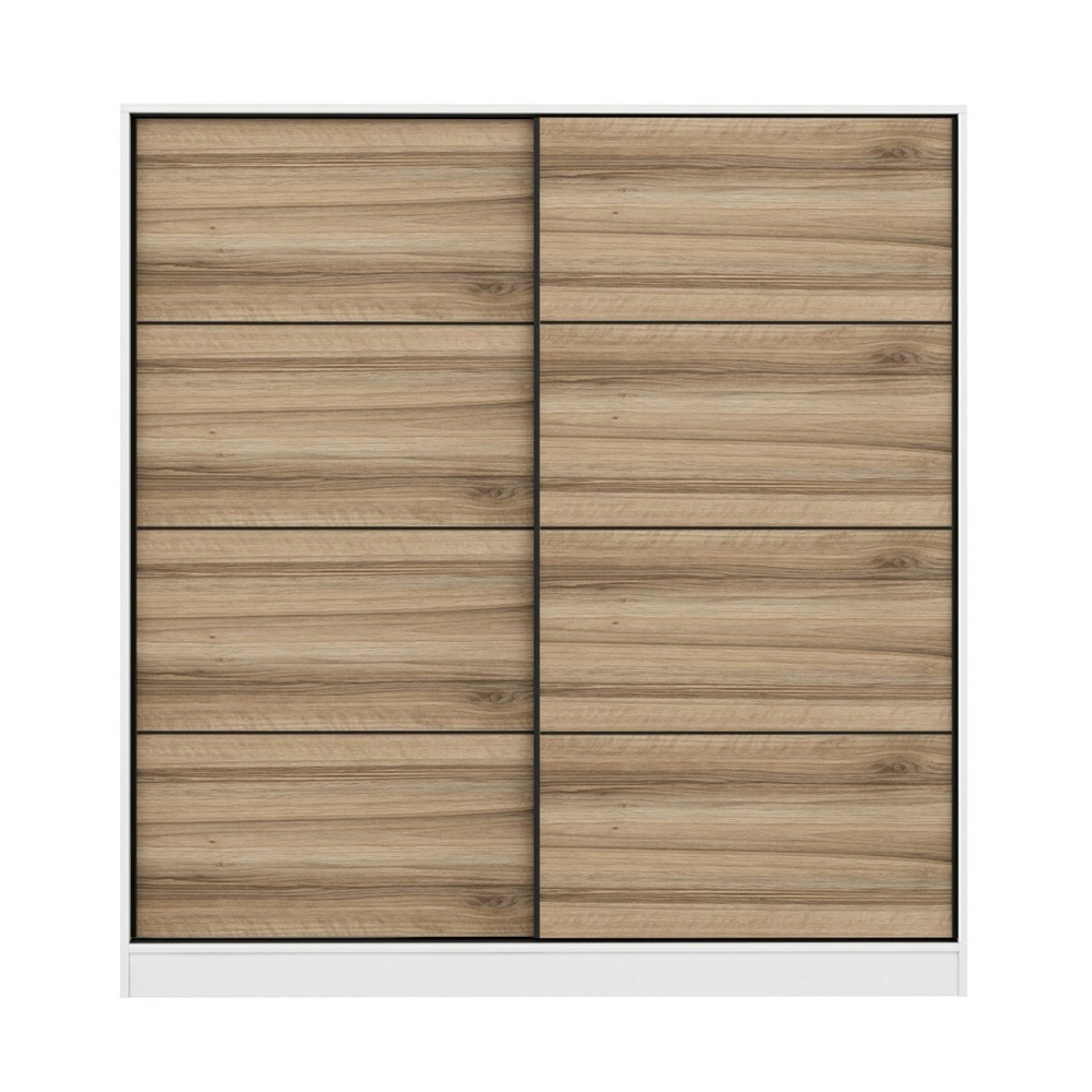 Kale 210cm White Wooden Sliding Wardrobe with 2 Dore Doors