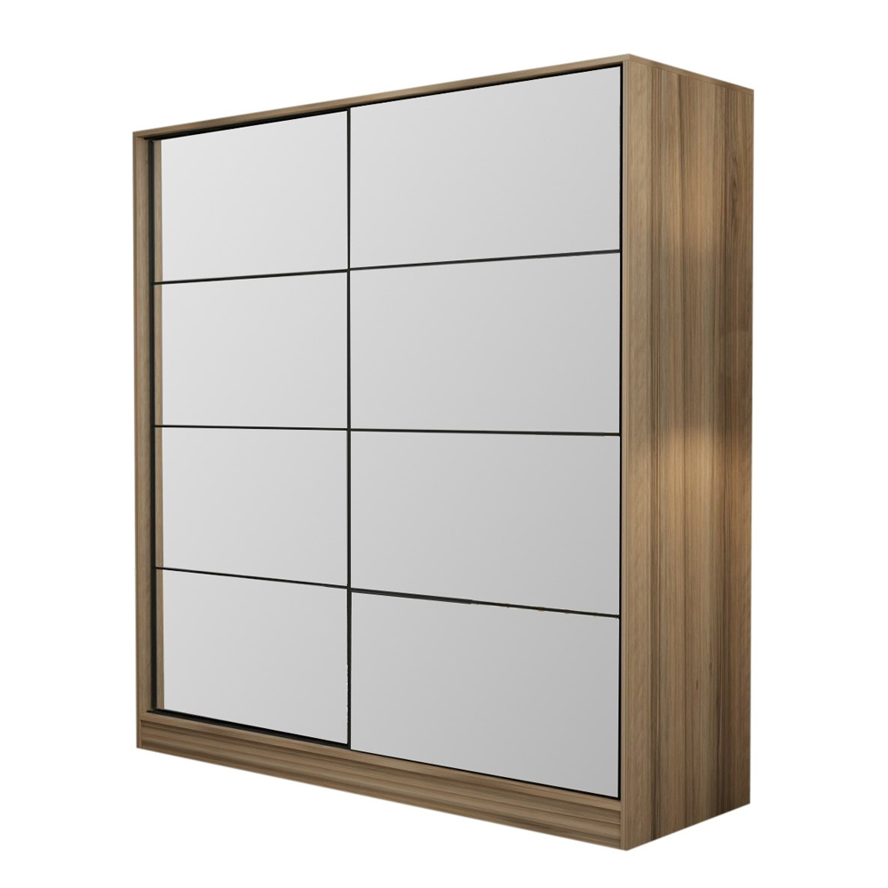 Kale 220cm Mirrored Sliding Wardrobe with 2 Doors in Oak