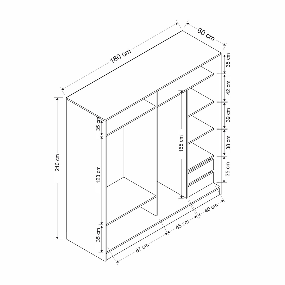 Kale 220cm Mirrored Sliding Wardrobe with 2 Doors in White