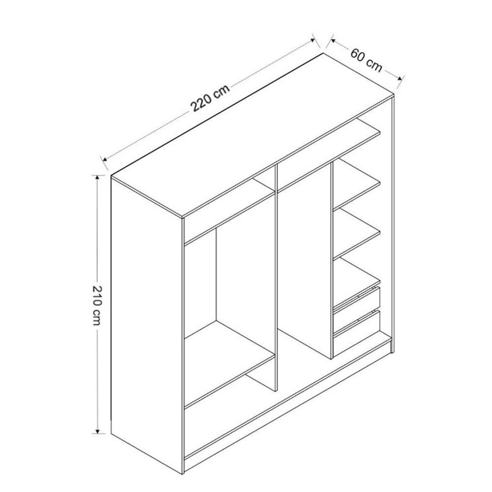 Kale Oak Wooden Sliding Wardrobe with 2 White Doors