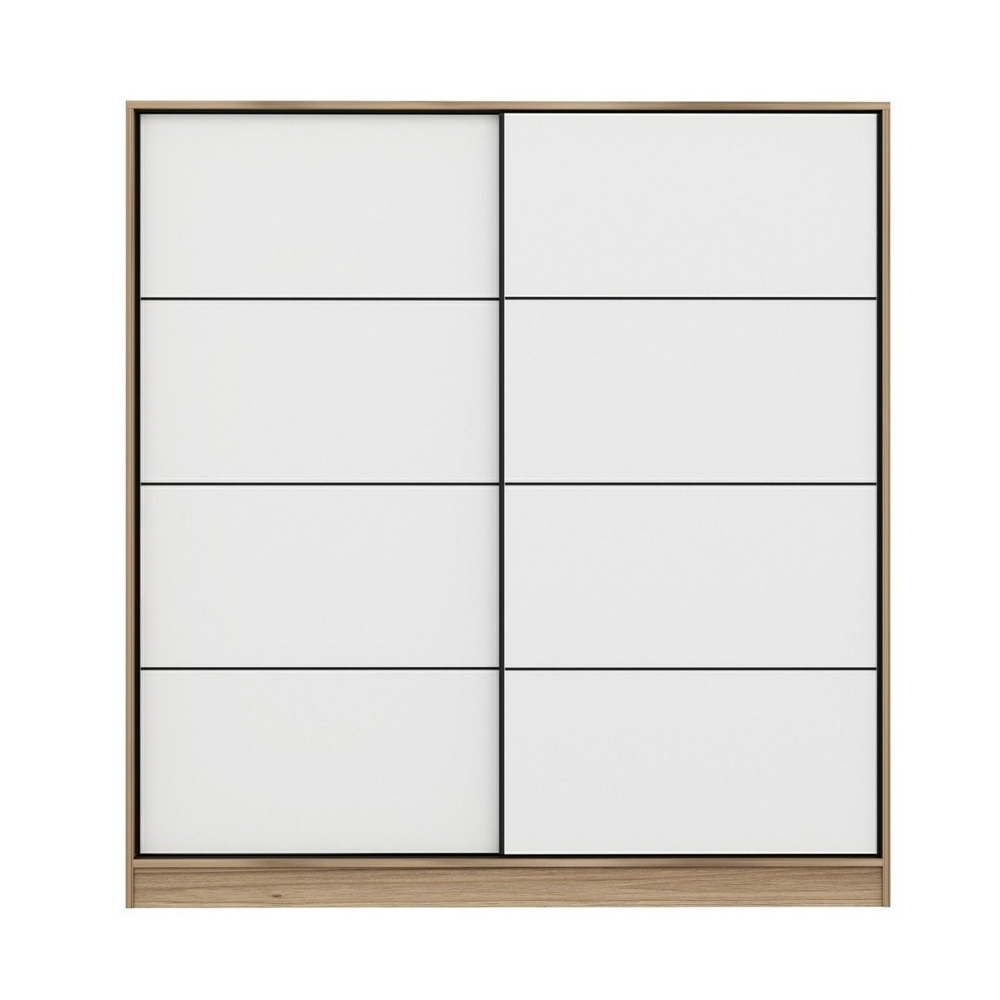 Kale H190cm Oak Wooden Sliding Wardrobe with 2 White Doors