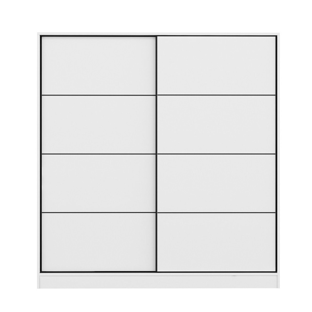 Kale H190cm Wooden Sliding Wardrobe with 2 Doors in White