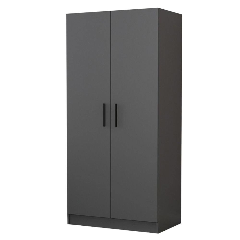 Kale H190cm Wooden Wardrobe with 2 Doors in Anthracite