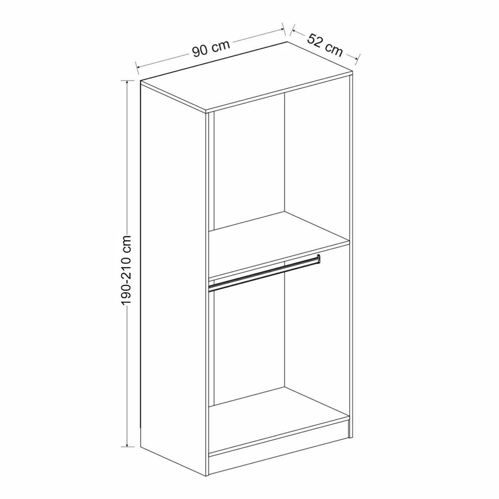 Kale H190cm Wooden Wardrobe with 2 Doors in Anthracite