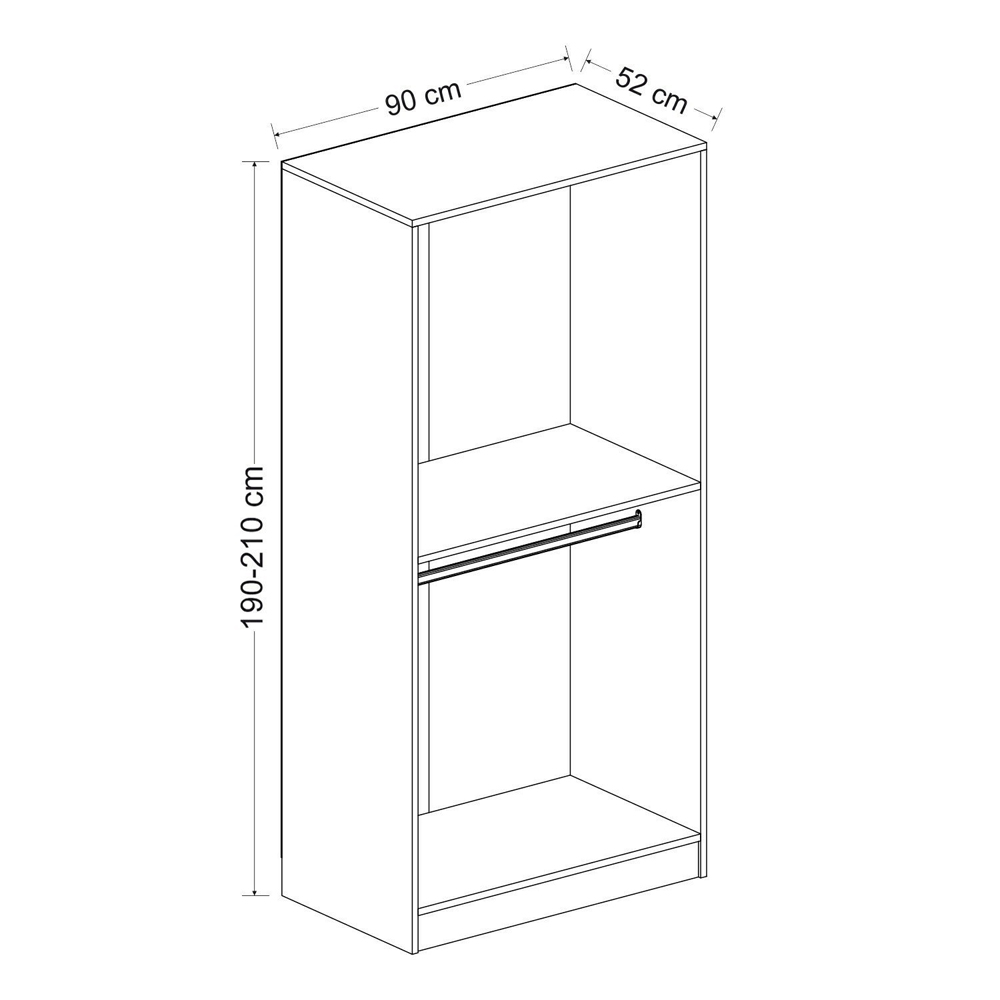 Kale H190cm Wooden Wardrobe with 2 Doors in Oak