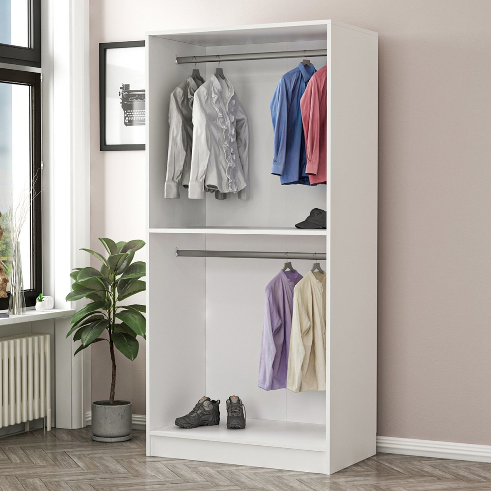 Kale H190cm Wooden Wardrobe with 2 Doors in White