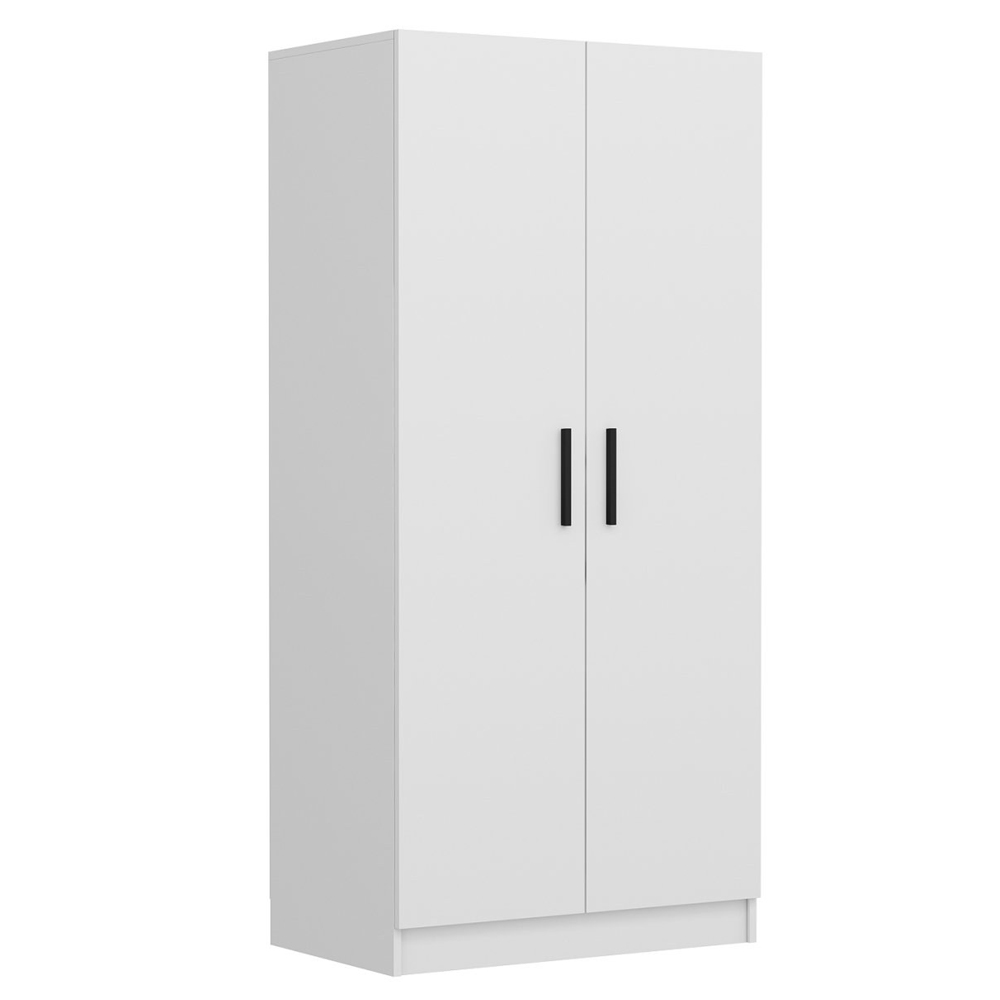 Kale H190cm Wooden Wardrobe with 2 Doors in White